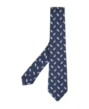 Шелковый галстук с узором в виде листьев Kiton, синий