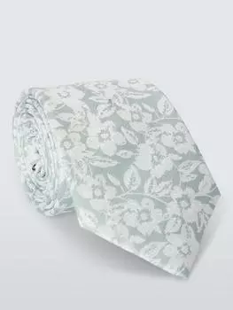 Шелковый галстук в цветочек John Lewis, цвет Mint Green