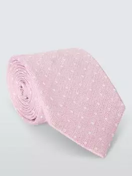 Шелковый галстук в елочку John Lewis, розовый