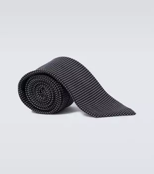 Шелковый галстук в горошек Brioni, черный