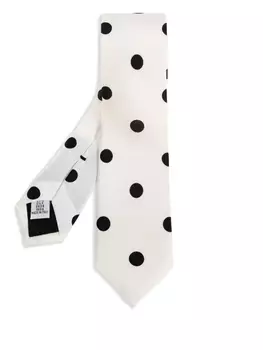Шелковый галстук в горошек Moschino, белый