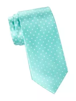 Шелковый галстук в горошек с цветочным принтом Brioni, зеленый