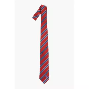 Шелковый галстук в косую полоску Corneliani, красный