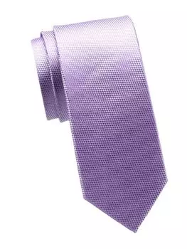 Шелковый галстук в микроклеточку Saks Fifth Avenue, лаванда