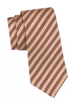 Шелковый галстук в полоску Kiton, кремовый