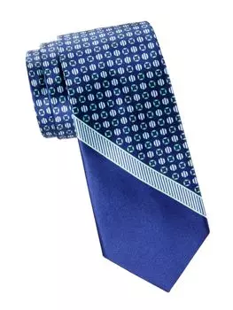 Шелковый галстук в полоску с медальоном Brioni, сапфир