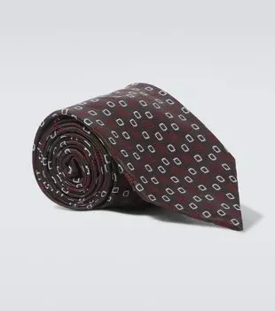 Шелковый галстук жаккард Charvet, Brown Blue