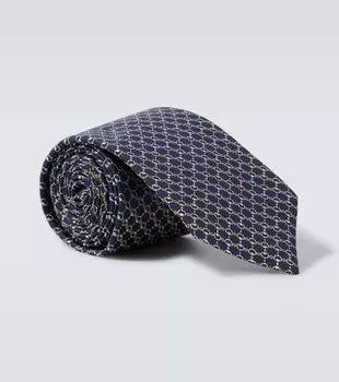 Шелковый галстук жаккард Gucci, Navy/Light Grey