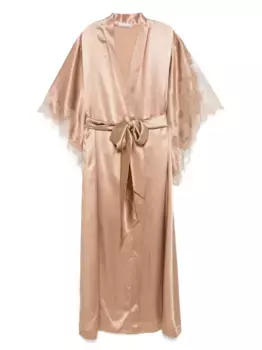 Шелковый халат Carine Gilson, коричневый
