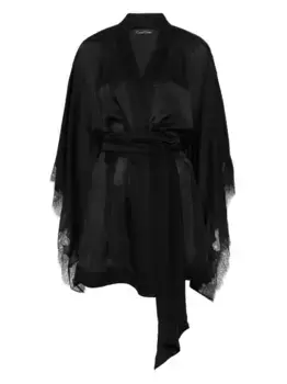 Шелковый халат из кружева Кале Кодри Carine Gilson, черный