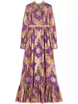 Шелковый халат с жаккардовым узором Valentino Garavani, фиолетовый