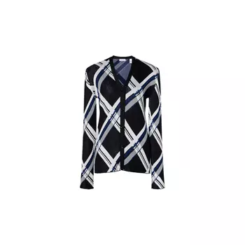 Шелковый кардиган с жаккардовым узором в клетку Burberry, черный