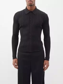 Шелковый кардиган тонкой вязки Saint Laurent, черный