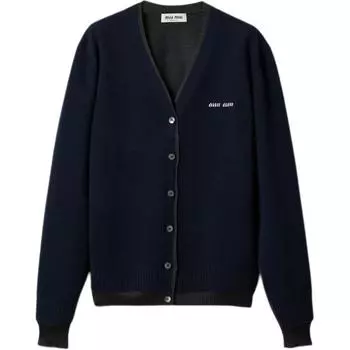 Шелковый кашемировый кардиган цвета антрацит MIU MIU, темно-серый