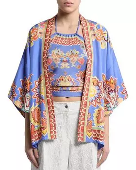Шелковый кимоно-жакет Etro, синий