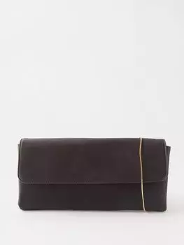 Шелковый клатч aurora со змеиной цепочкой The Row, черный