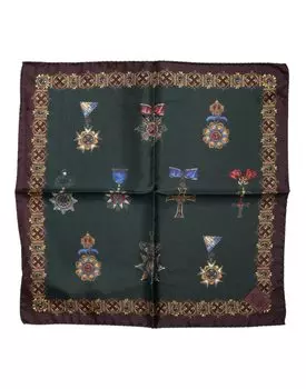 Шелковый квадратный платок с зелеными медалями Dolce & Gabbana, зеленый