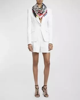 Шелковый квадратный шарф с эффектом взорванной флоры Alexander McQueen, цвет 9260 Ivory Black