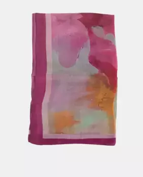 Шелковый квадратный шарф с цветочным принтом Kbas, розовый