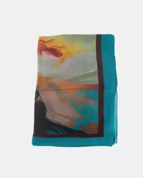 Шелковый квадратный шарф с цветочным принтом Kbas, синий