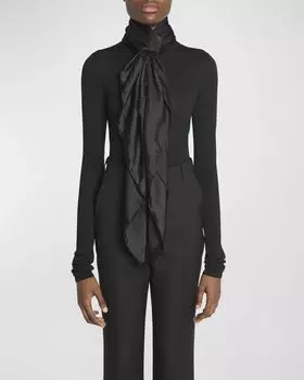 Шелковый квадратный шарф YSL Saint Laurent, цвет 1000 Black