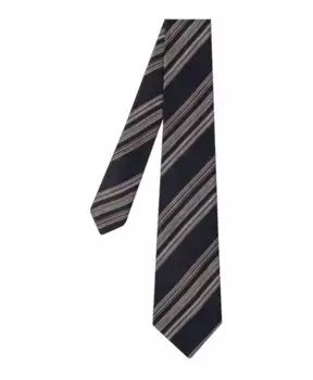 Шелковый льняной галстук темно синего цвета в полоску Paul Smith, мультиколор