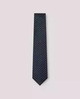 Шелковый мужской галстук с принтом в горошек Mayfair Hackett, тёмно-синий