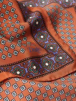 Шелковый нагрудный платок с принтом DRAKE'S, оранжевый