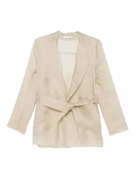 Шелковый пиджак с поясом от Антонелли Antonelli, нейтральный