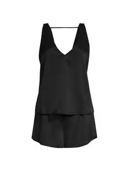 Шелковый пижамный комплект из 2 предметов, который можно стирать Lunya, черный