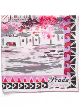 Шелковый платок Pittoresque Paris Prada, розовый
