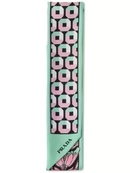 Шелковый платок Prada, зеленый