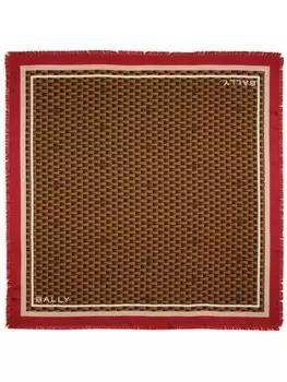 Шелковый платок с геометричным принтом Bally, коричневый