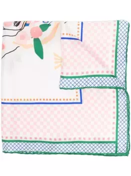 Шелковый платок с графичным принтом Gunia Project, белый