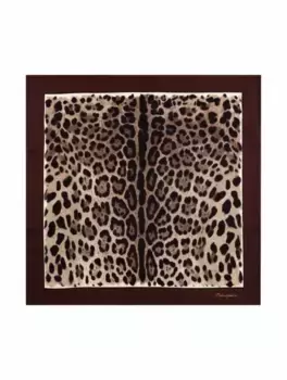 Шелковый платок с леопардовым принтом Dolce&Gabbana, мультиколор