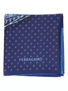 Шелковый платок с логотипом Ferragamo, синий