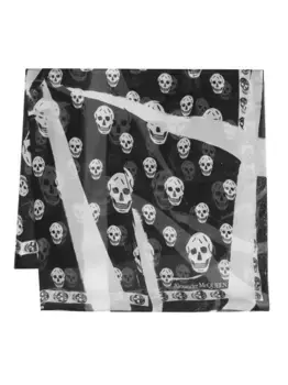 Шелковый платок с принтом Alexander McQueen, черный