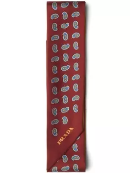 Шелковый платок с принтом пейсли Prada, красный