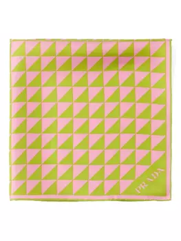 Шелковый платок с принтом Prada, зеленый