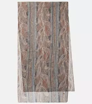 Шелковый платок с принтом Saint Laurent, Pearl/Multicolor