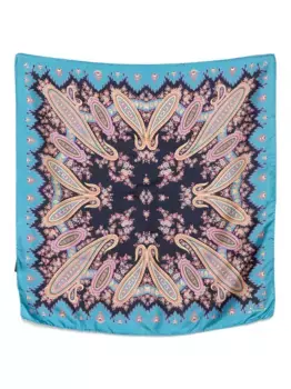 Шелковый платок с узором пейсли ETRO, синий
