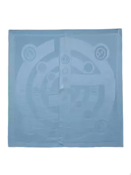 Шелковый платок с жаккардовым логотипом Giorgio Armani, синий