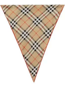 Шелковый платок в клетку Burberry, коричневый