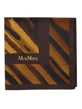 Шелковый платок в полоску MAX MARA, коричневый