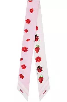 Шелковый садовый шарф с клубникой Versace, мультиколор