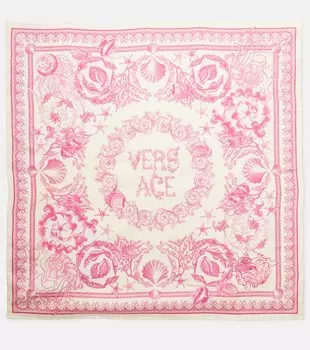 Шелковый сатиновый шарф Underwater Barocco Versace, Eggshell+Dragonfruit