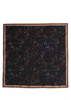 Шелковый шарф 50х50 с узором Beymen Club, черный