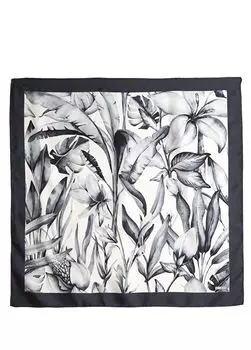 Шелковый шарф 90х90 с узором Beymen, черный