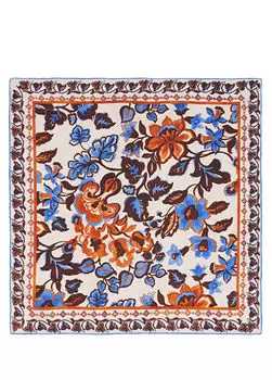 Шелковый шарф 90х90 см с комбинированным цветочным узором Beymen Club, бежевый