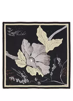 Шелковый шарф 90х90 см с японским узором. Beymen Club, черный